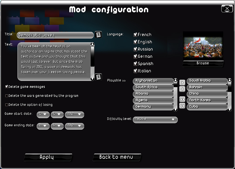 Fully configure your mod
